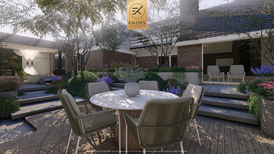 Unieke architectuur, groene tuin, overkapping met lounge, buitenkeuken, oprit
