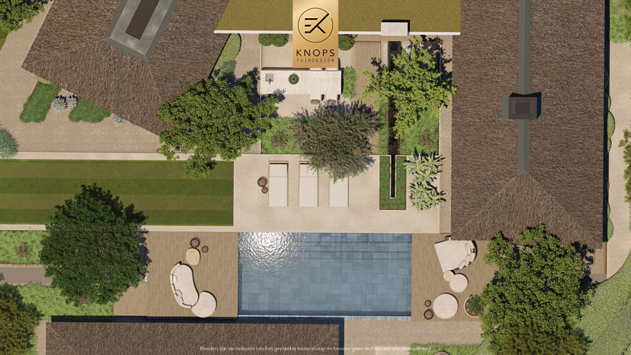 Unieke architectuur, tuin met zwembad, buitenkeuken, groene tuin, oprit