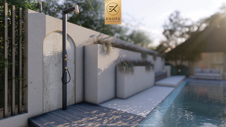 Unieke architectuur, ronde vormen, tuin met zwembad, zitkuil met vuur, oprit, groene tuin, bijgebouw met keuken, sauna, autolift