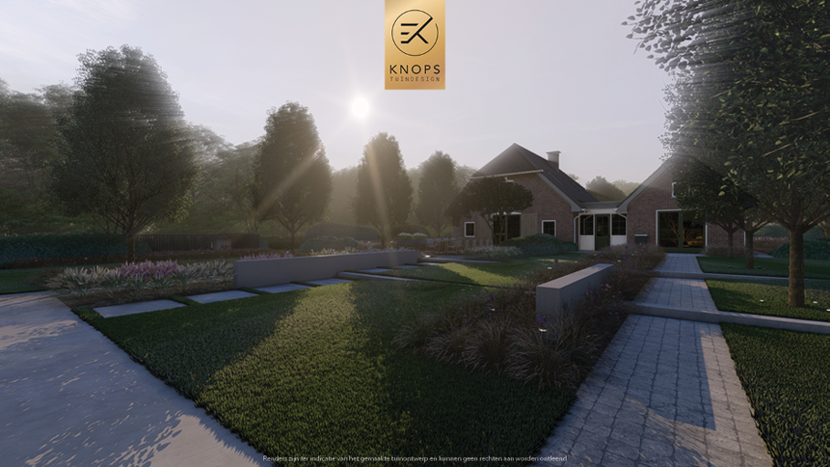Unieke architectuur, strakke lijnen, groene tuin, oprit, buitenkeuken