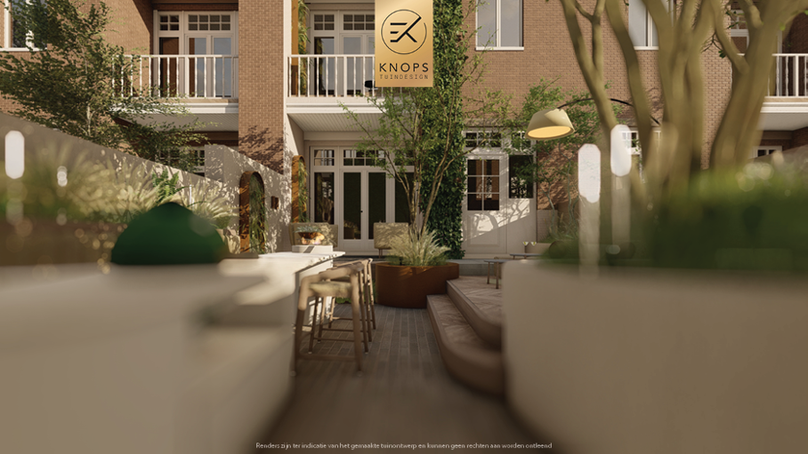 Unieke architectuur, groene tuin, tuin met buitenkeuken, buitenhaard, tuin met hoogtes 
